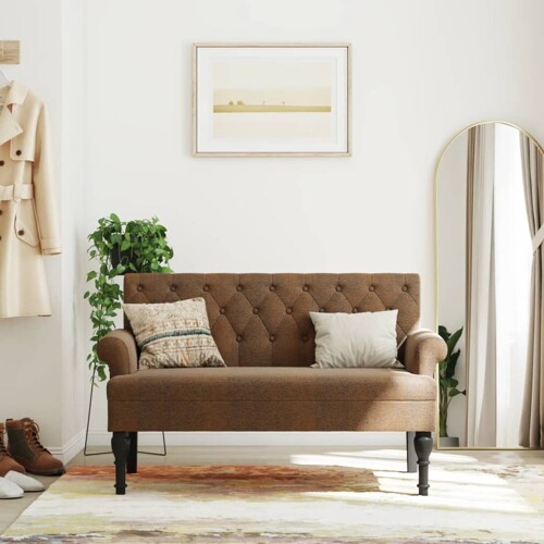 vidaXL Klupa s naslonom smeđa 120 x 62 x 75,5 cm umjetna brušena koža