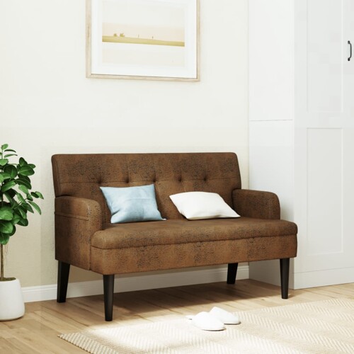 vidaXL Klupa s naslonom smeđa 112 x 65,5 x 75 cm umjetna brušena koža