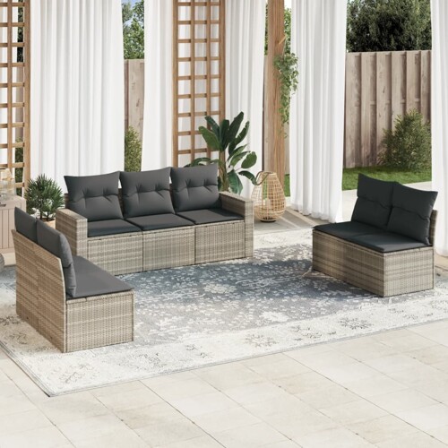 vidaXL 7-dijelni set vrtnih sofa svjetlosivi od poliratana