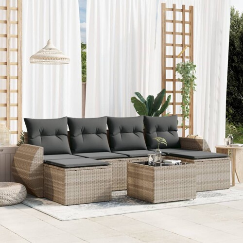 vidaXL 7-dijelni set vrtnih sofa svjetlosivi od poliratana