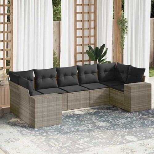 vidaXL 7-dijelni set vrtnih sofa svjetlosivi od poliratana