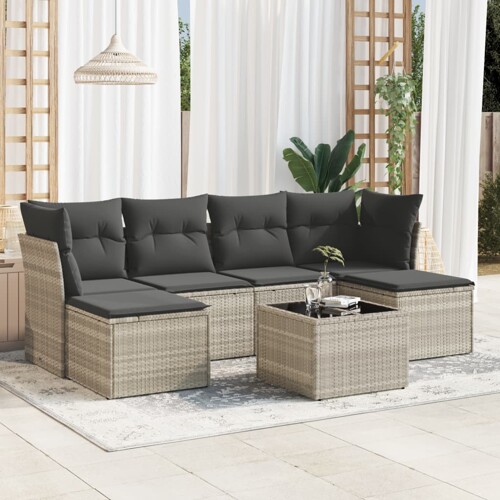 vidaXL 7-dijelni set vrtnih sofa svjetlosivi od poliratana