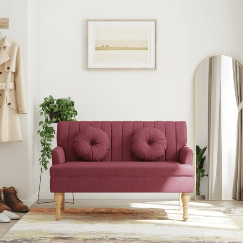 vidaXL Klupa s jastucima boja vina 113 x 64,5 x 75,5 cm od tkanine