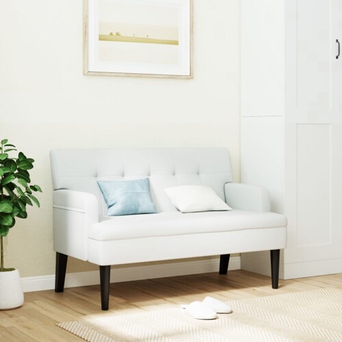 vidaXL Klupa s naslonom bijela 112 x 65,5 x 75 cm od umjetne kože