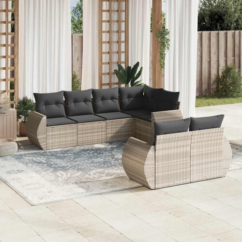 vidaXL 7-dijelni set vrtnih sofa svjetlosivi od poliratana