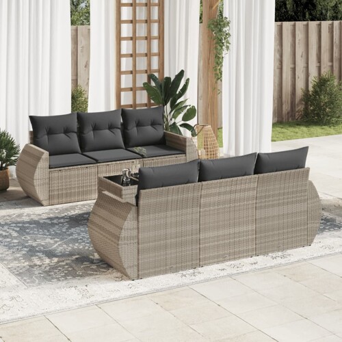 vidaXL 7-dijelni set vrtnih sofa svjetlosivi od poliratana