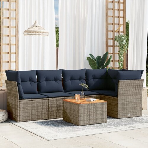 vidaXL 6-dijelni set vrtnih sofa od poliratana s jastucima sivi