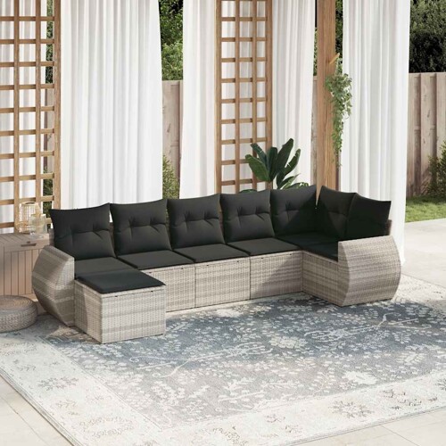vidaXL 7-dijelni set vrtnih sofa svjetlosivi od poliratana