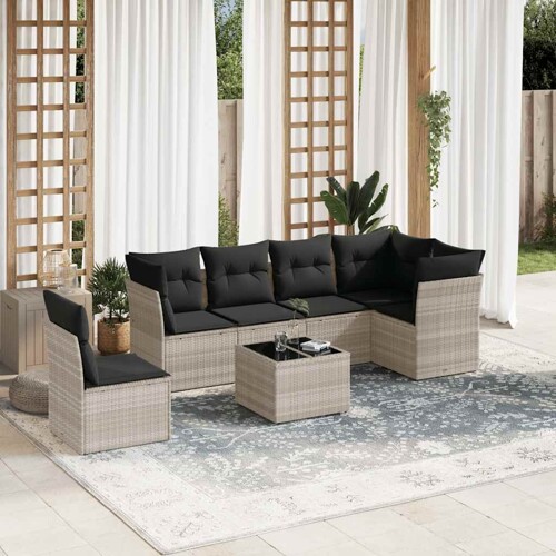 vidaXL 7-dijelni set vrtnih sofa svjetlosivi od poliratana