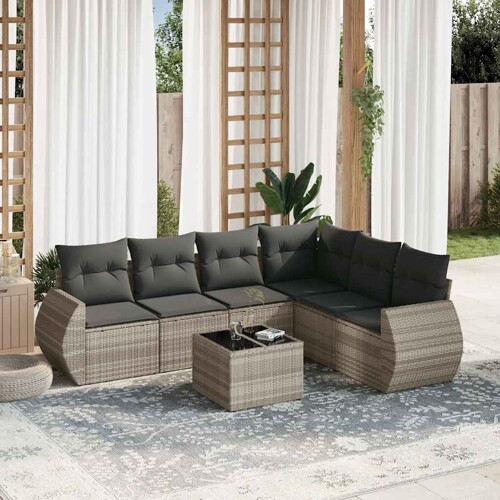 vidaXL 7-dijelni set vrtnih sofa svjetlosivi od poliratana