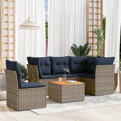 vidaXL 6-dijelni set vrtnih sofa od poliratana s jastucima sivi