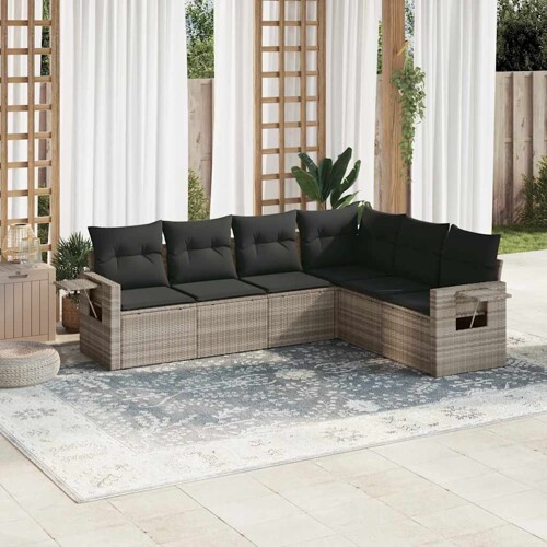 vidaXL 6-dijelni set vrtnih sofa od poliratana s jastucima svjetlosivi