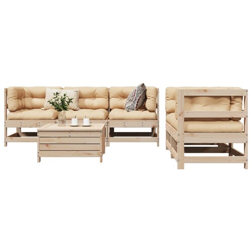 vidaXL 6-dijelni set vrtnih sofa od masivne borovine