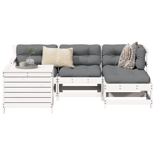 vidaXL 5-dijelni set vrtnih sofa bijeli od masivne borovine