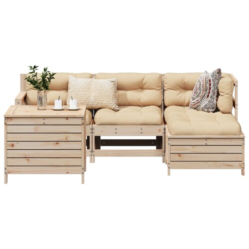 vidaXL 5-dijelni set vrtnih sofa od masivne borovine