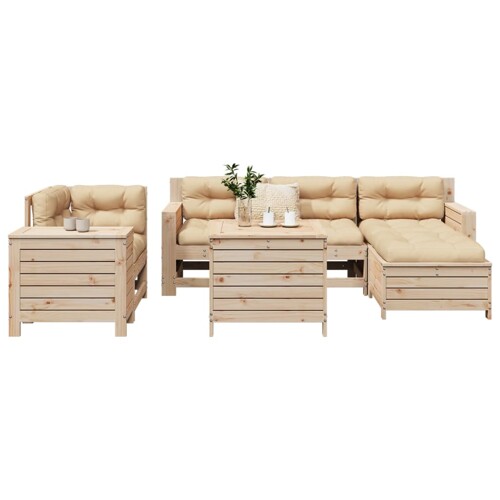 vidaXL 7-dijelni set vrtnih sofa od masivne borovine