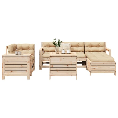 vidaXL 7-dijelni set vrtnih sofa od masivne borovine