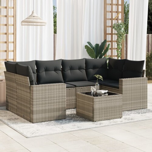 vidaXL 7-dijelni set vrtnih sofa svjetlosivi od poliratana