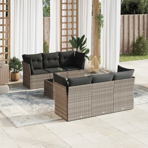 vidaXL 7-dijelni set vrtnih sofa svjetlosivi od poliratana