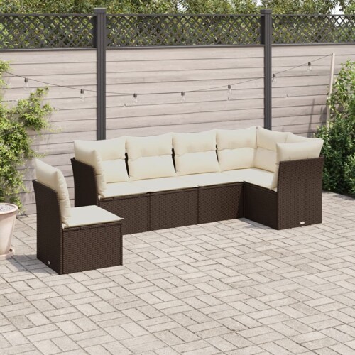 vidaXL 7-dijelni set vrtnih sofa od poliratana s jastucima smeđi