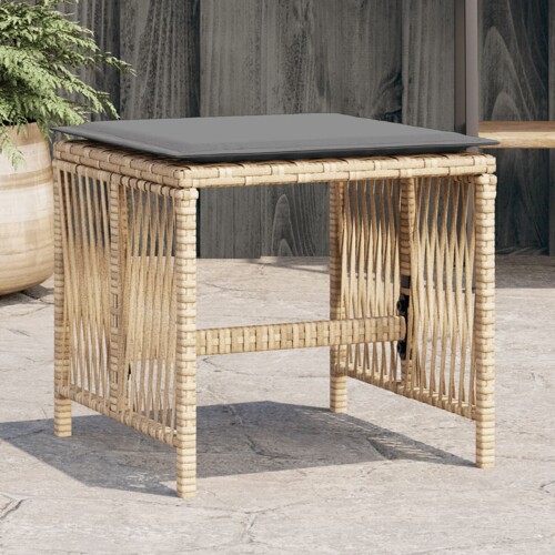 vidaXL Vrtni taburei s jastucima 4 kom 41x41x36 cm od poliratana