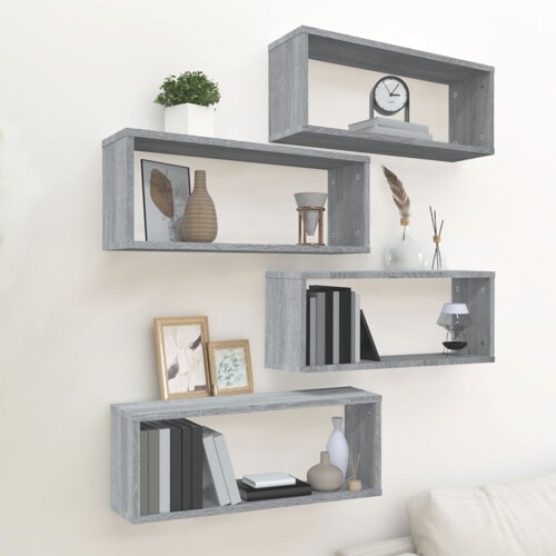 vidaXL Kockaste zidne police 4 kom hrast sonoma 60 x 15 x 23 cm drvene