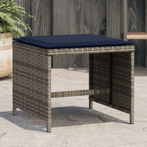 vidaXL Vrtni stolci s jastucima 4 kom sivi 40x40x35 cm od poliratana