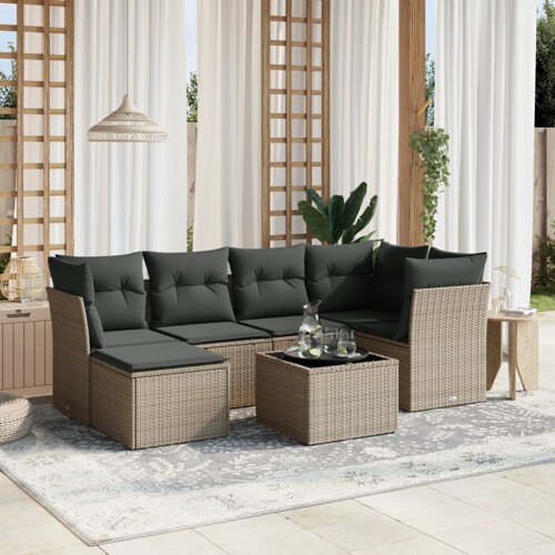 vidaXL 7-dijelni set vrtnih sofa svjetlosivi od poliratana