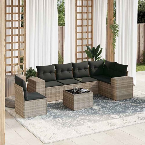 vidaXL 7-dijelni set vrtnih sofa svjetlosivi od poliratana