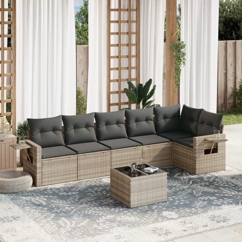 vidaXL 7-dijelni set vrtnih sofa svjetlosivi od poliratana