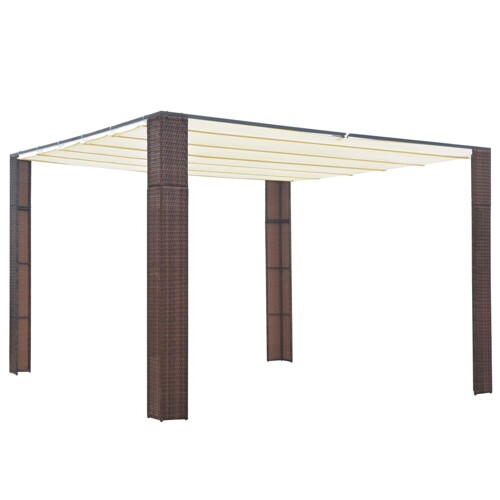 vidaXL Sjenica s krovom od poliratana 300 x 300 x 200 cm smeđa i krem