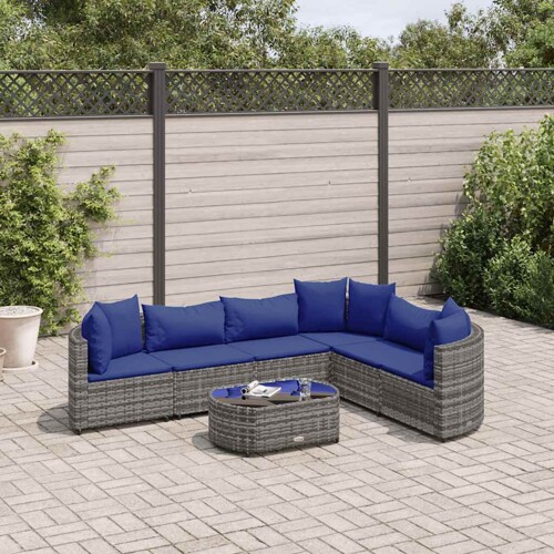 vidaXL 7-dijelni set vrtnih sofa sivi od poliratana
