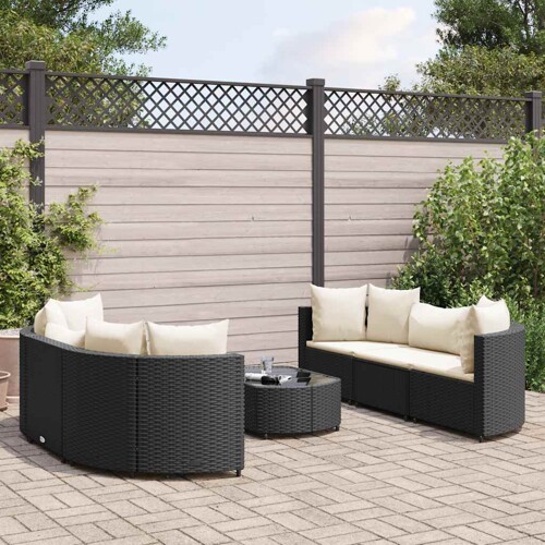 vidaXL 7-dijelni set vrtnih sofa od poliratana s jastucima crni
