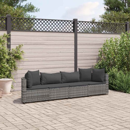 vidaXL 4-dijelni set vrtnih sofa od poliratana s jastucima sivi