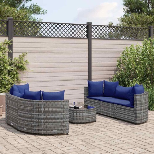 vidaXL 7-dijelni set vrtnih sofa sivi od poliratana