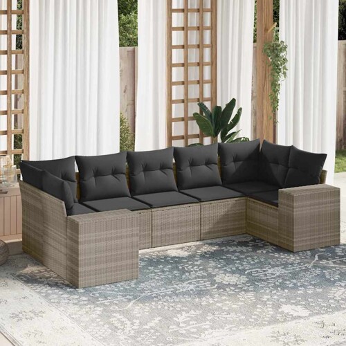 vidaXL 7-dijelni set vrtnih sofa svjetlosivi od poliratana