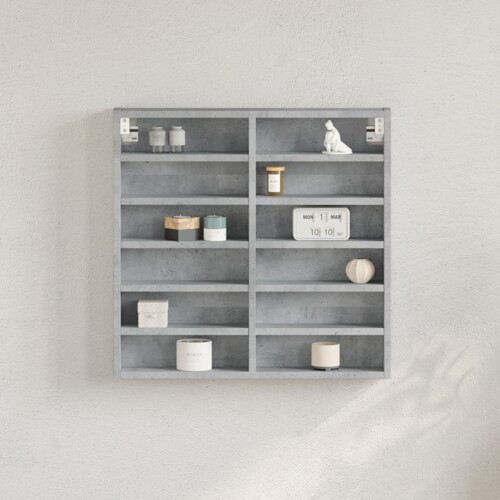 vidaXL Vitrina siva boja betona 60x8,5x58 cm konstruirano drvo