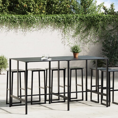 vidaXL Barski stol crni 200x100x110 cm od čelika obloženog prahom