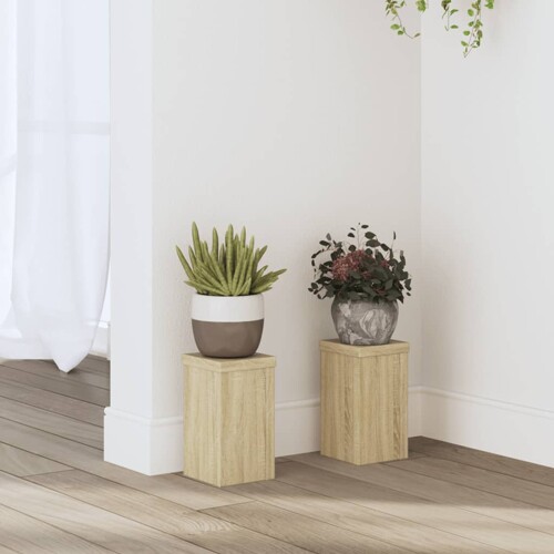 vidaXL Stalci za biljke 2 kom boja hrasta 10x10x18cm konstruirano drvo