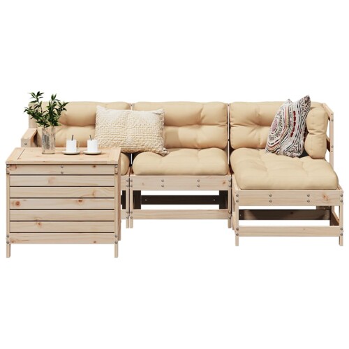 vidaXL 5-dijelni set vrtnih sofa od masivne borovine