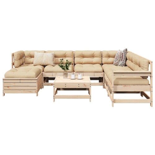 vidaXL 8-dijelni set vrtnih sofa od masivne borovine