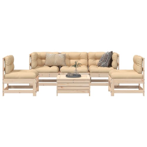 vidaXL 6-dijelni set vrtnih sofa od masivne borovine