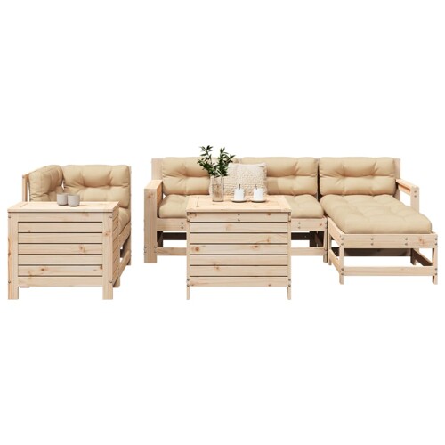 vidaXL 7-dijelni set vrtnih sofa od masivne borovine