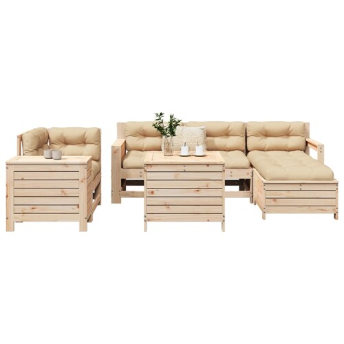 vidaXL 7-dijelni set vrtnih sofa od masivne borovine