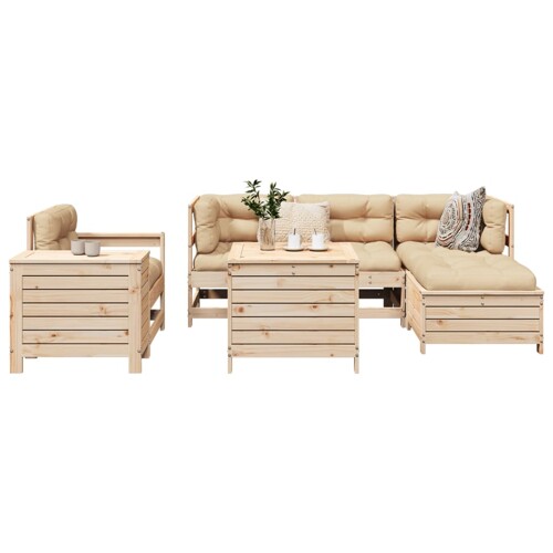 vidaXL 7-dijelni set vrtnih sofa od masivne borovine