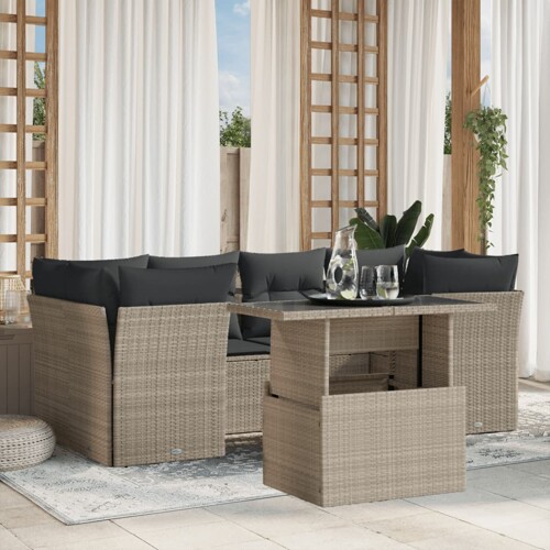 vidaXL 7-dijelni set vrtnih sofa svjetlosivi od poliratana