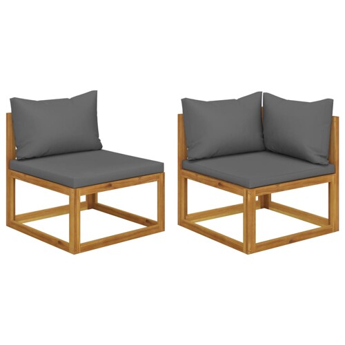 vidaXL 2-dijelni set sofa s tamnosivim jastucima masivno drvo bagrema