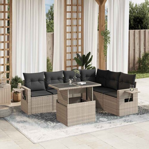 vidaXL 7-dijelni set vrtnih sofa svjetlosivi od poliratana