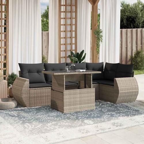 vidaXL 7-dijelni set vrtnih sofa svjetlosivi od poliratana