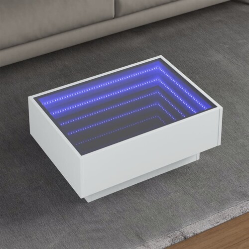 vidaXL Stolić za kavu LED bijeli 70 x 50 x 30 cm od konstruiranog drva